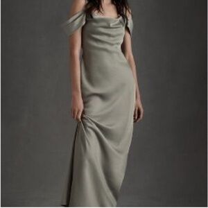 Anthropologie x BHLDN Ira Satin Charmeuse Draped Maxi Dress - Sage - 2